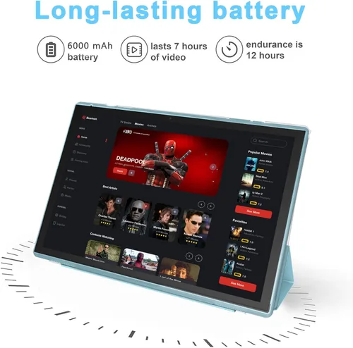 Miniatura 5 de Tablet de 10 pulgadas con estuche protector y lápiz táctil, tabletas Android 15, 8GB RAM 32GB ROM/1TB de expansión, 8H 6000mAh batería Wifi