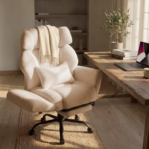 Silla de oficina con reposabrazos abatibles, silla de oficina grande y alta con reposapiés, asiento extra ancho y almohada lumbar, silla ergonómica