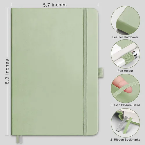 Miniatura 2 de RETTACY Cuaderno rayado, 2 paquetes, 192 páginas numeradas por paquete, tamaño A5 mediano (5.7 x 8.3 pulgadas), para hombres y mujeres, escritura