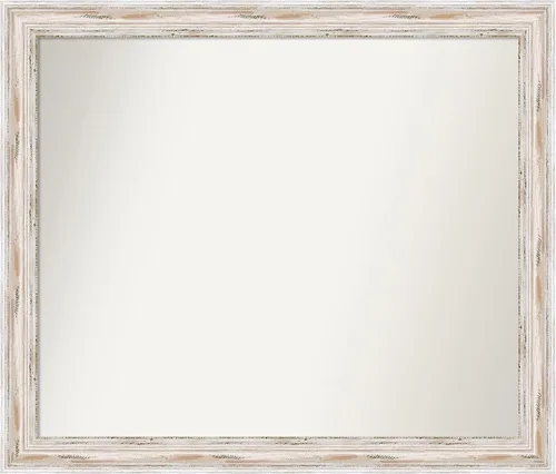 Miniatura 169 de Amanti Art Espejo de baño blanco para sobre el fregadero, 30 x 35 pulgadas, espejo de tocador rectangular estrecho de Eva de oro blanco, marco