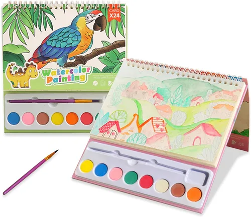 Miniatura 11 de Cavnewt Libro de Pintura de Acuarela de Bolsillo, 21 Páginas, Set de Libro para Colorear con Acuarela de Viaje para Niños de 3-8 Años, Regalos