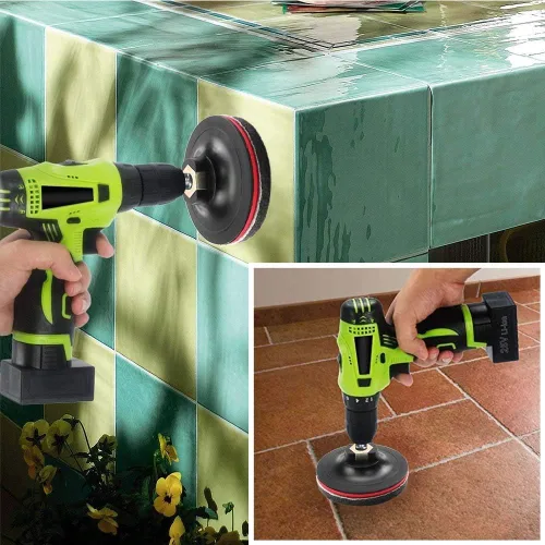 Miniatura 7 de DUOSHIDA - Kit de limpieza de 4 pulgadas con cepillo de limpieza de azulejos, 2 rigidez diferente, soporte de disco de 4 pulgadas con 6 almohadillas