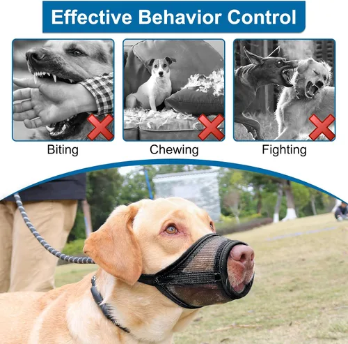 Miniatura 5 de LUCKYPAW Bozal para perro, bozal de malla para perros pequeños, medianos y grandes, cubierta suave para la boca del perro para evitar que muerdan
