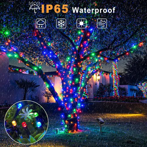 Miniatura 4 de 2 Pack de luces solares de Navidad para exteriores, tira de luces solares de 80 pies con 240 LED para exteriores, impermeables, 8 modos de luz