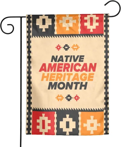 Miniatura 5 de Bandera de jardín del Mes de la Herencia Nativa Americana 2023 de doble cara vertical al aire libre, letrero decorativo de bienvenida para el hogar