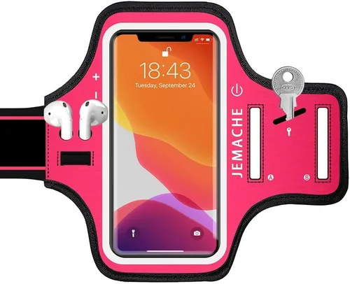 Miniatura 9 de Brazalete para iPhone 17 16 Pro, JEMACHE Gym Workouts Running Arm Band para iPhone 17/16/15/14/13/12 Pro (negro)