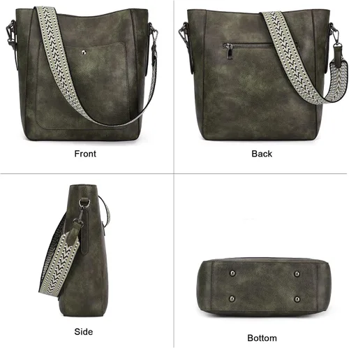 Miniatura 2 de HKCLUF Bolsos cruzados para mujer, de gran capacidad, con 2 correas de guitarra, de cuero, para mujer