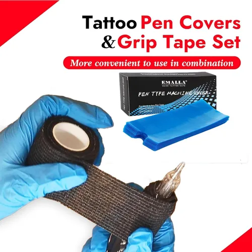 Miniatura 2 de 200 piezas de fundas para bolígrafos con 8 piezas de cinta adhesiva para agarre - Fundas para bolígrafos azules SOTICA, fundas para máquinas, fundas