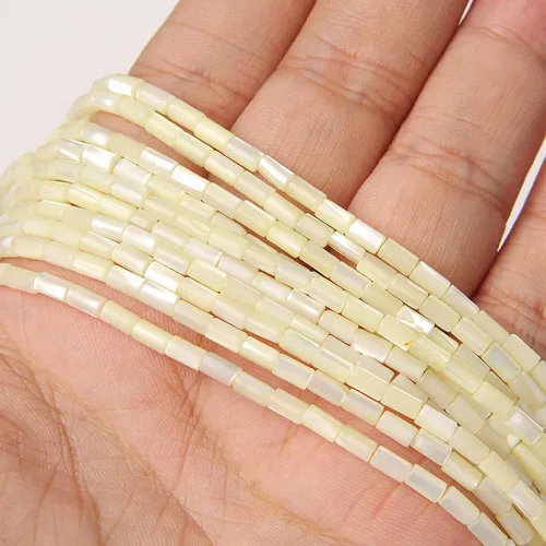 Miniatura 20 de Los granos naturales del espaciador del tubo del grano de Shell de agua dulce teñidos madre de perlas flojas para la fabricación de la joyería, 1