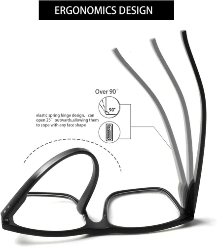 Miniatura 3 de Kerecsen Paquete de 5 lentes de lectura de gran tamaño, bloqueo de luz azul, lectores cuadrados de marco grande para hombres y mujeres