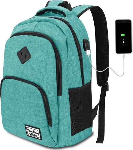 Miniatura 13 de Mochila escolar YAMTION para adolescentes, mochila con USB para preparatoria y universidad, camuflaje azul