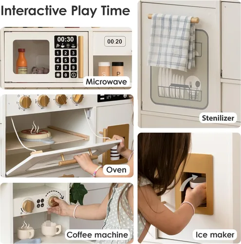 Miniatura 4 de Cocina de Juguete de Madera para Niños – Electrodomésticos Realistas, Almacenamiento Inteligente y 15 Accesorios Divertidos para Inspirar el Juego