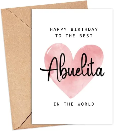 Tarjeta de feliz cumpleaños con texto en inglés «To The Best Abuelita In The World» – Tarjeta de cumpleaños de Abuelita – Tarjeta de Abuelita –