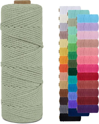 Miniatura 73 de Cuerda de macramé de 0.079 in para 219 yardas, cuerda de algodón natural para manualidades, hilo de cuerda de macramé de colores para colgar