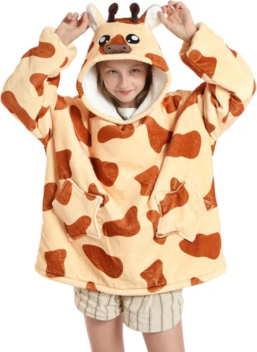 Miniatura 11 de Manta de gran tamaño con capucha para niños, manta Sherpa para niños y adolescentes, sudadera gigante con capucha esponjosa