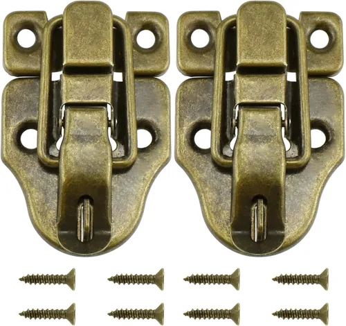Miniatura 9 de SDTC Tech Paquete de 2 cajas de estilo retro dorado con cierre de palanca, de metal antiguo, con agujero para candado para joyero, gabinete, caja