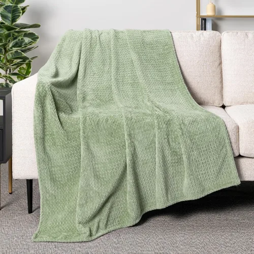 Miniatura 34 de PAVILIA - Manta de forro polar suave y sólida de color negro para sofá, mantas ligeras y mullidas y cálidas para cama, manta de franela mullida