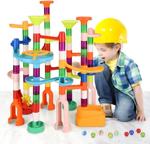 Miniatura 6 de MaxTronic Juguete de carrera de mármol, 110 piezas, kit de laberinto de mármol, juguete educativo STEM de aprendizaje para niños, construcción