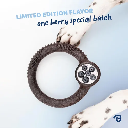 Miniatura 5 de Benebone Ring - Juguete masticable duradero para perros para masticadores agresivos, edición limitada, sabor arándano, pequeño