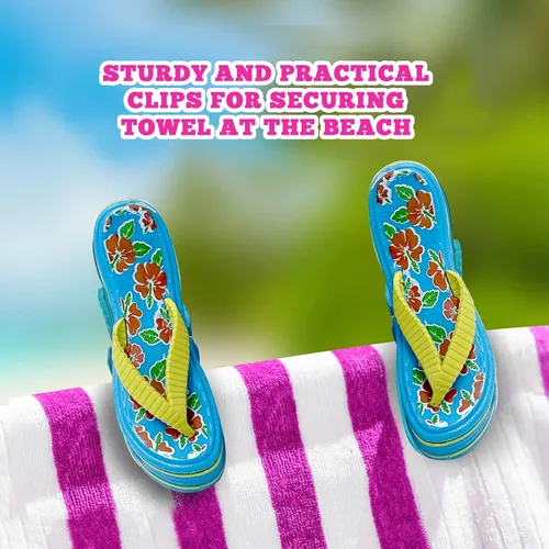 Miniatura 4 de PERFORMORE Clips de toalla de playa, paquete de 2 clips portátiles para toallas, clips de seguridad para sillas de playa, terraza, patio, piscina
