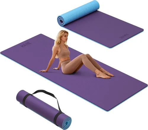 HAHE Extra Thick Yoga Mat, 72"Lx32"Wx0.4"Th (10mm), Wide Non-slip Exercise Mats with Carry Strap, Double-Sided POE Fitness Mat for Yoga, Pilates &
