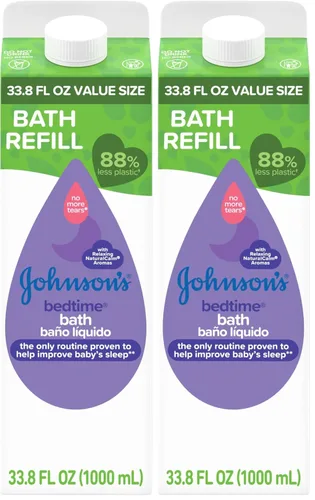 Miniatura 9 de Johnson's Baño para bebé con aromas naturales relajantes y relajantes, hipoalergénico, suave y sin desgarros, esencial para el baño nocturno