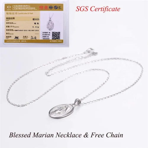Miniatura 6 de U7 - Collar y cadena de la Virgen María 22 chapado en oro de 18 quilates joyería cristiana para hombre o mujer cruz milagrosa personalizable