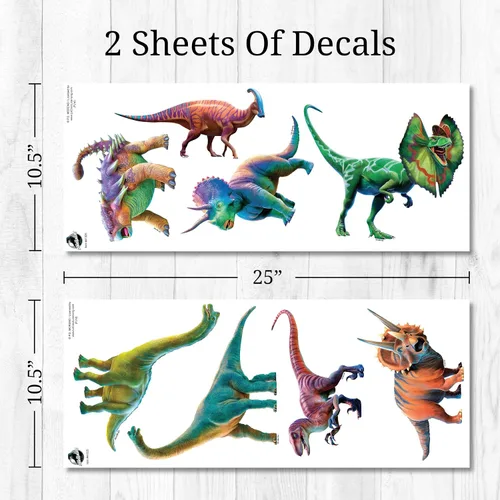 Miniatura 5 de Decalcomania - Calcomanías de pared de dinosaurio por P.D. Moreno, juego de 8 calcomanías para pared, calcomanías para decoración de dormitorio Dino