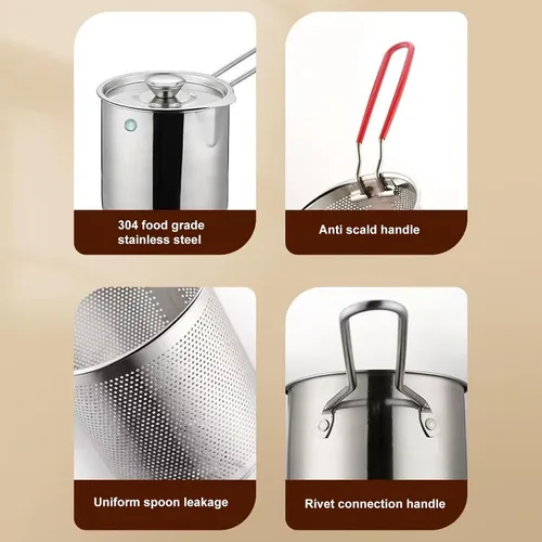 Miniatura 7 de Olla de mano para freír el hogar, olla de acero inoxidable 304, sartén multifuncional para fritos profundos para cocina, papas fritas y pollo