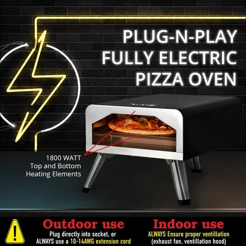Miniatura 2 de Deco Chef Horno de Pizza Eléctrico, Piedra de Cerámica de 12 Pulgadas y Parrilla, 1800W, Hornea hasta 750 Grados para Pizza Artesanal de Encimera