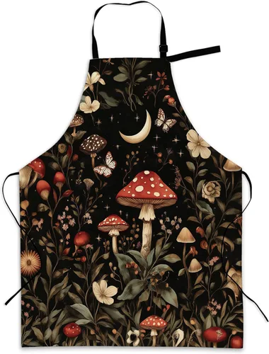 Miniatura 10 de Delantal de cocina con bolsillo, cuello ajustable impermeable y lazos largos, delantal de cocina para hornear, jardinería, pintura para mujer Retro