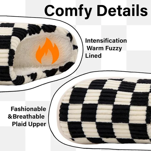 Miniatura 3 de Jaeynow Pantuflas mullidas para mujer en interiores, zapatos de casa unisex de espuma viscoelástica para hombre, zapatos de invierno cálidos