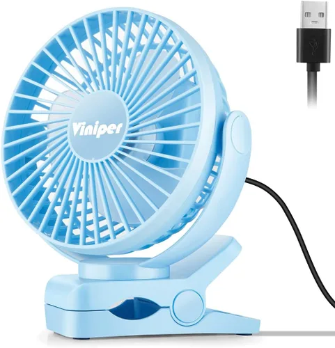 Viniper Ventilador USB con clip de 6 pulgadas, ventilador de escritorio pequeño y portátil: rotación de 360°, ventilador de mesa de viento de 3