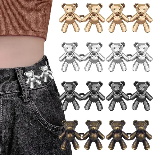 Miniatura 7 de 8 pares de bonitos botones de oso para ropa, pantalones, sin costura, cintura desmontable, ajuste corporal, hebillas de apriete, accesorios de ropa