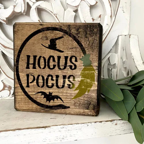 Miniatura 6 de 24 plantillas de Halloween para pintar sobre madera (3 x 3 pulgadas), manualidades reutilizables de vacaciones y otoño para adornos de bricolaje
