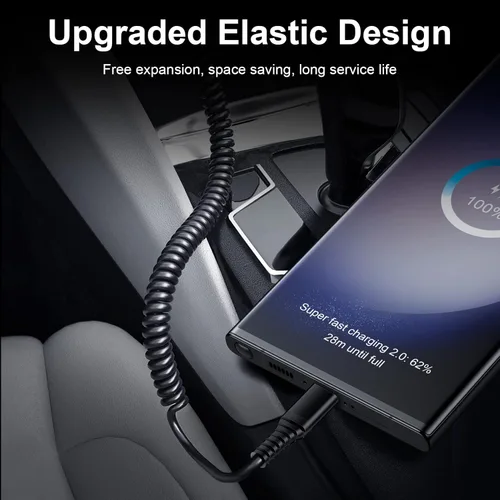 Miniatura 5 de Cable USB A a USB tipo C S25 Cable de carga ultra rápido para automóvil Android Auto, cable rápido retráctil de 3 pies para Samsung Galaxy