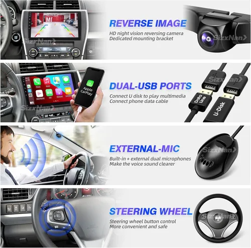 Miniatura 5 de Para Toyota Camry 2015 2016 2017 Actualización de radio Android Pantalla táctil compatible con Carplay inalámbrico Android Auto, navegación estéreo