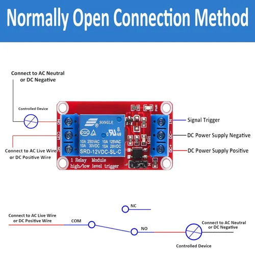 Miniatura 4 de Módulo de relé de 5 V CC - Placa de interruptor de relé de 1 canal con aislamiento optoacoplador, disparador de nivel alto o bajo 5 V-4