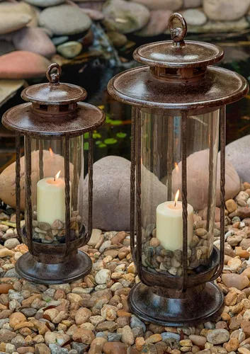 Miniatura 7 de H Potter – Linterna Huracán, Hierro, Marrón Charcoal, S, 0 volts Farol de vela para interiores y exteriores, patio, porche, jardín y decoración