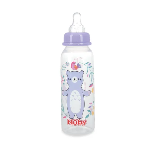 Miniatura 4 de Nuby Botella tintada de cuello estándar, 8 onzas, 1 paquete de 1 botella, los colores/patrones pueden variar