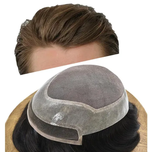 Miniatura 11 de Tupé de pelo para hombres Cabello humano para hombre Hairpieces y tupés Durable Fine Monofilament Mens Hair System Lace Front Mens Toupee Mens Hair