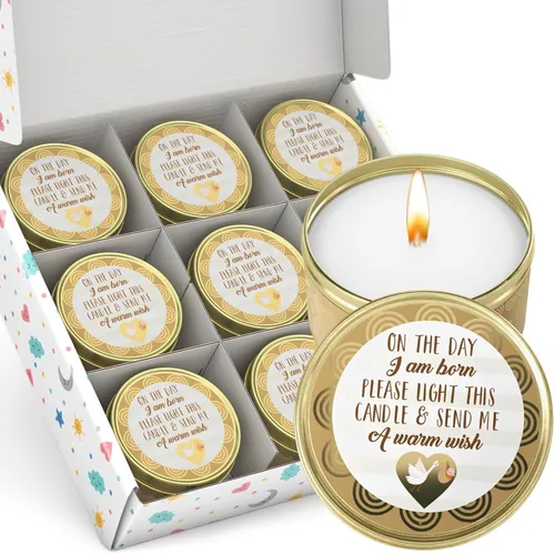 Miniatura 10 de Majestic Zen Juego de regalo de velas para baby shower, paquete de 9 velas de cera de soja perfumadas neutrales, aroma a polvo fresco para bebé, 30