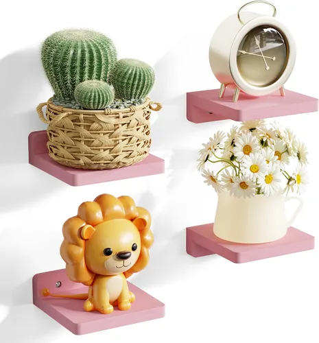 Miniatura 14 de SRIWATANA Pequeños estantes flotantes montados en la pared, estante de madera para decoración y almacenamiento, juego de 4, mini estante de Negro