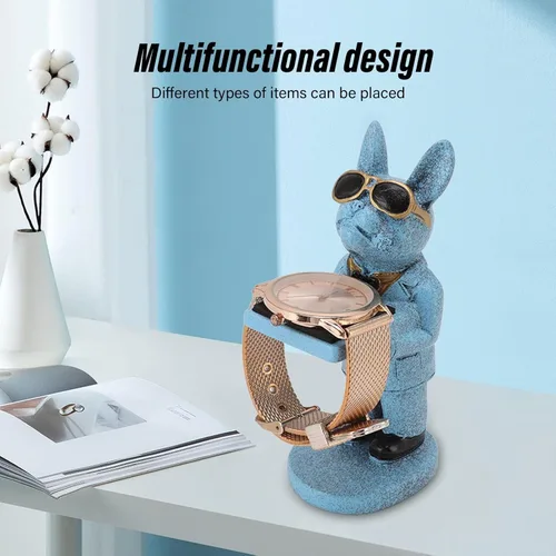 Miniatura 3 de Soporte de exhibición de reloj de bulldog francés, hecho a mano, lindo modelo de figura de perro, estatuas decorativas, soporte de reloj