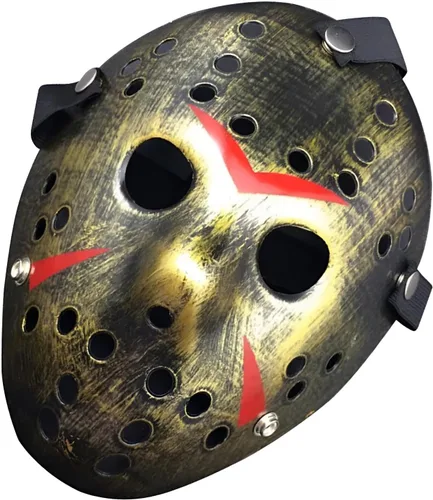 JOYFISCO Máscara de Halloween Máscara de hockey de terror Máscara de fiesta de disfraces de Halloween Props Máscara de disfraz para cosplay Oro