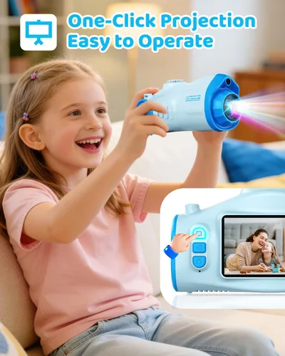 Miniatura 3 de Cámara para niños con proyector, videocámara de video digital 1080P, cámara fotográfica de 48 MP, cámara portátil para niños pequeños, regalo de Azul