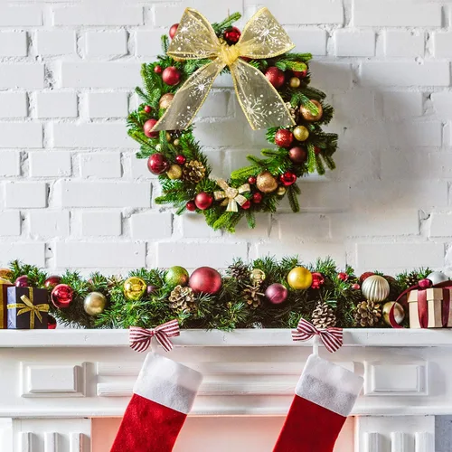 Miniatura 5 de Cinta de Organza con Alambre de Navidad de 2.5 Pulgadas de Ancho con Copos de Nieve y Purpurina Transparente para Árbol de Navidad, Corona, Dorado