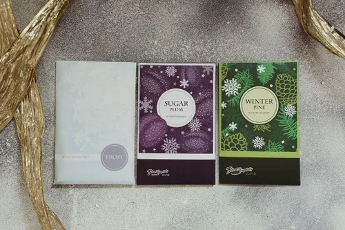 Miniatura 3 de Simplicity Scents Sachets Winter Wonderland - Paquete de 3 pinos de invierno, 3 heladas, 3 ciruelas de azúcar, paquete de 9 unidades, fragancia