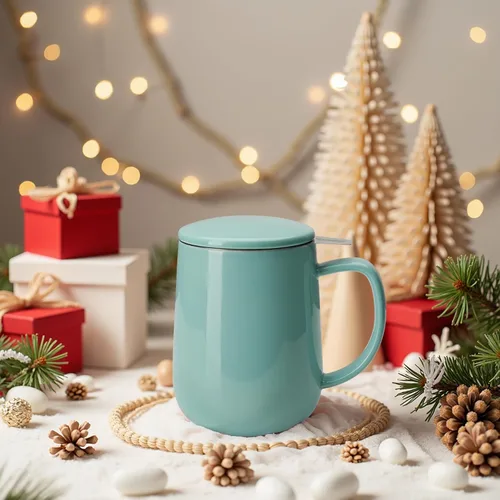 Miniatura 5 de Sweese Taza de té de porcelana de 20 onzas con infusor y tapa, taza de té de hojas sueltas, regalos para los amantes del té, turquesa azul mar