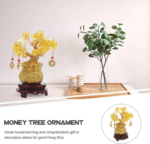 Miniatura 9 de Ciieeo Árbol de dinero monedas, árbol de la suerte, de cristal natural, árbol de la suerte, árbol de la vida de Feng Shui, árbol de dinero